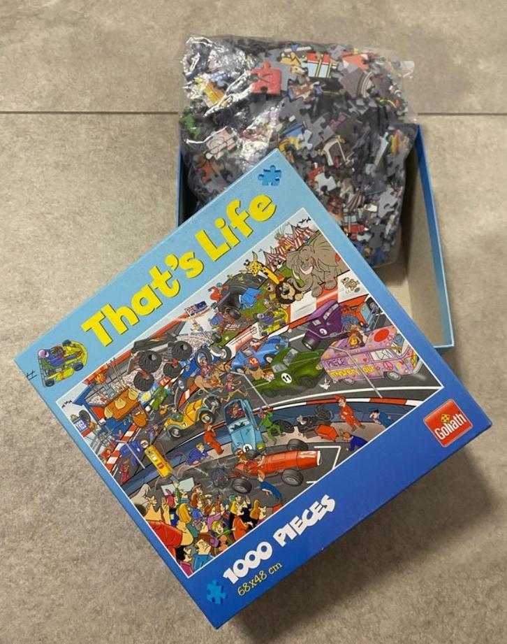That's life 'Car Race' - Goliath #71425, Hobby en Vrije tijd, Denksport en Puzzels, Zo goed als nieuw, Legpuzzel, 500 t/m 1500 stukjes