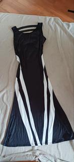 Mooie lange zwarte jurk met creme strepen, maat XL, Zwart, Maat 42/44 (L), Ophalen of Verzenden, Zo goed als nieuw