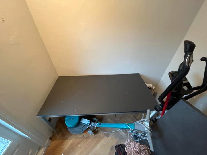 Tafel met metalen poten 160x80x76cm antraciet grijs Gebruikt, Huis en Inrichting, Tafelonderdelen, Gebruikt, Tafelblad, 150 tot 200 cm