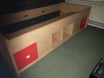 Complete tiener slaapkamer, Huis en Inrichting, Slaapkamer | Complete slaapkamers, Ophalen, Zo goed als nieuw, Eenpersoons, Eiken met rode accenten