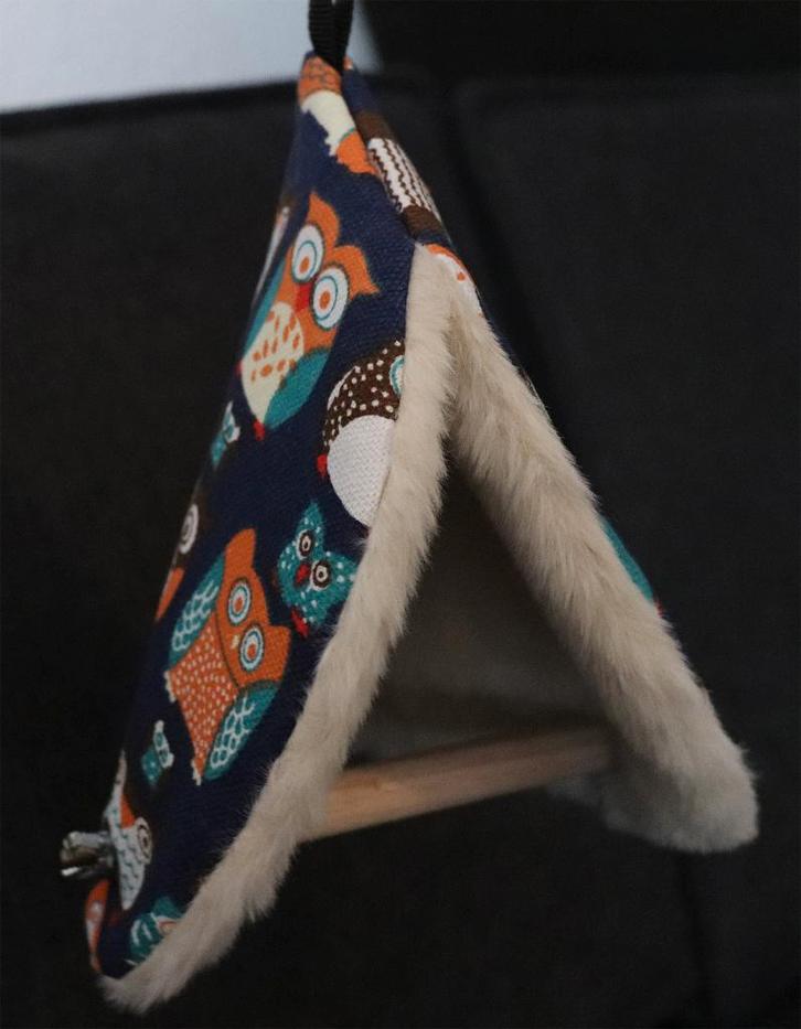 Vogel tent hutje + stokje vogeltent hut uiltjes donkerblauw, Dieren en Toebehoren, Vogels | Toebehoren, Nieuw, Kooi-accessoires