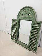 Vintage Spiegel met Groene Luiken, Ophalen, Gebruikt, Rechthoekig, Minder dan 100 cm