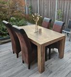 Eettafel Valvola Pronto Wonen | stevig hout | + 5 stoelen, Ophalen, Gebruikt, 50 tot 100 cm, Hout | robuuste en warme uitstraling