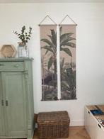 Palmen op textiel schilderij 2x 35 breed en 160 cm lang, Ophalen of Verzenden