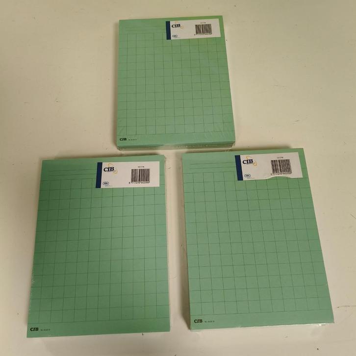 3x pak nieuwe indexkaarten geruit papier groen afm.27x20 cm, Diversen, Schrijfwaren, Nieuw, Ophalen of Verzenden