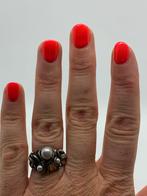 X670 Prachtige zilveren Perli ring (verstelbaar), Sieraden, Tassen en Uiterlijk, Ophalen of Verzenden, Zilver, Ring, Met edelsteen