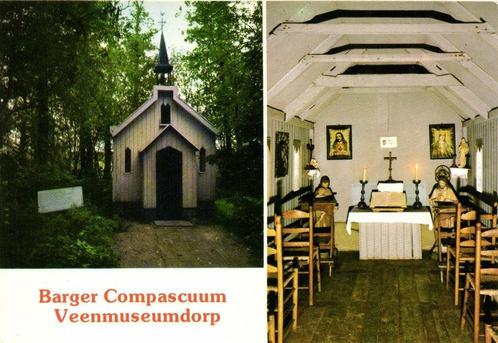 Barger Compascuum Veenmuseumdorp - 2 afb kerkje - 1983 gelop, Verzamelen, Ansichtkaarten | Nederland, Gelopen, Overijssel, 1980 tot heden