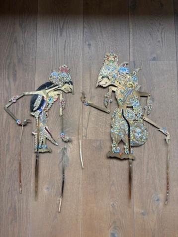 Authentieke Wayang Kulit poppen set van 2 beschikbaar voor biedingen