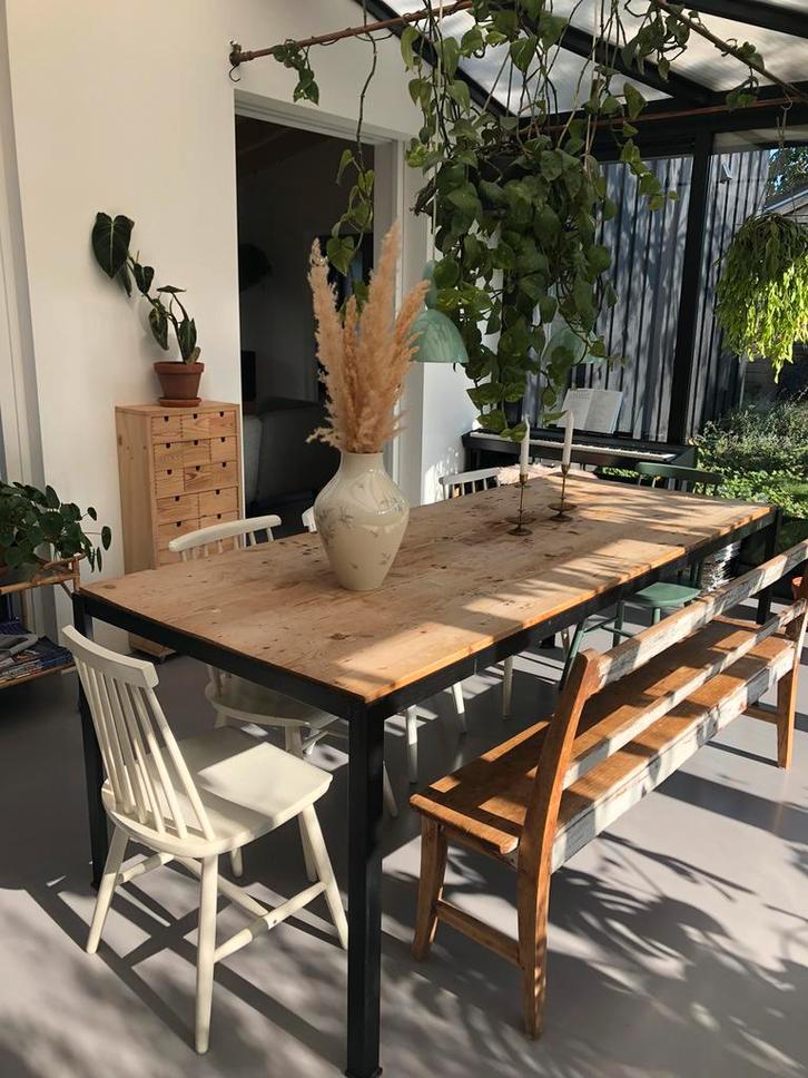Eettafel, Huis en Inrichting, Tafels | Eettafels, Gebruikt, 50 tot 100 cm, 200 cm of meer, Rechthoekig, Ophalen