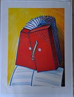 Jeroen Henneman - Rode Accordeon, Zeefdruk 1988, Antiek en Kunst, Ophalen of Verzenden