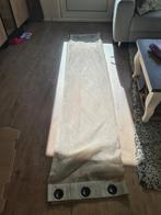 Gouden/beige vitrage met ringen, 200 cm of meer, Beige, Ophalen of Verzenden, Zo goed als nieuw