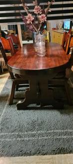 Donker eiken ovalen  tafel zware goede kwaliteit, Ophalen, Gebruikt, Eikenhout, 50 tot 100 cm