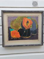 Oude Abstract Schilderij Kunstwerk bud Wehrheim 1962, Antiek en Kunst, Ophalen of Verzenden