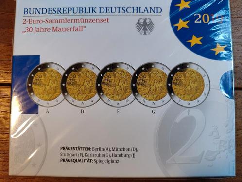 Duitsland 5 x 2 euro Proof 2019 ADGFJ PP 30 jr Mauerfall, Postzegels en Munten, Munten | Europa | Euromunten, Setje, 2 euro, Duitsland