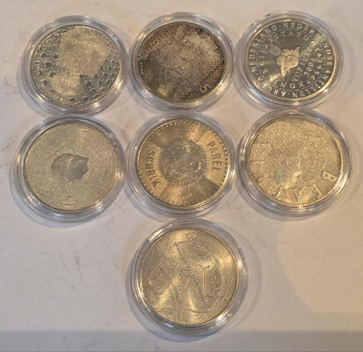 Serie zilveren 5 Euro Munten - 7x in capsule (tot 2007), Postzegels en Munten, Munten | Nederland, Koningin Beatrix, Zilver, Ophalen of Verzenden
