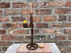 antieke ijzeren kandelaar, spintholder, rushlight, mooie !!, Ophalen of Verzenden