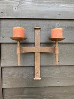 Brocante wandkandelaar, incl kaarsen, Huis en Inrichting, Woonaccessoires | Kandelaars en Kaarsen, Overige materialen, Gebruikt