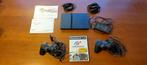 Sony PlayStation 2 Slim, Gebruikt, Zwart, Met 2 controllers, Ophalen of Verzenden