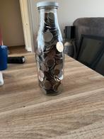1 fles wereldmunten, Huis en Inrichting, Woonaccessoires | Vazen, Ophalen, Zo goed als nieuw, Glas, Minder dan 50 cm