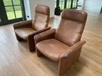 2 De Sede DS50 fauteuils cognac kleurig, Huis en Inrichting, Fauteuils, Ophalen, Gebruikt, Minder dan 75 cm, Leer