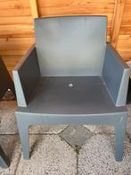 4 grijze vierkante box tuinstoelen stapelbaar, Tuin en Terras, Ophalen, Zo goed als nieuw, Kunststof, Stapelbaar