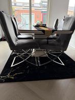 Eettafel met 6 stoelen, Huis en Inrichting, Stoelen, Overige materialen, Zwart, Ophalen of Verzenden, Zo goed als nieuw