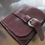 Vintage tas van tuigleer met twee vakken, Sieraden, Tassen en Uiterlijk, Tassen | Schoudertassen, Ophalen of Verzenden, Gebruikt