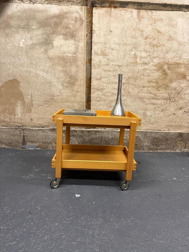 Hyllinge Mobler Denmark, 1960 vintage Houten Trolley, Huis en Inrichting, Tafels | Bijzettafels, Gebruikt, Rechthoekig, 60 cm of meer