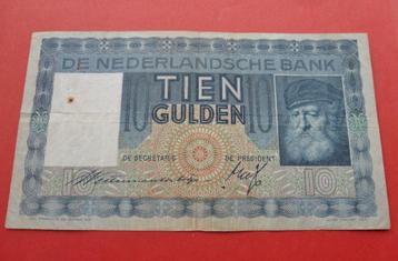 Zeer mooi BANKBILJET van 10 Gulden 1933, type GRIJSAARD! beschikbaar voor biedingen