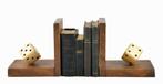 Vintage boekensteunen dobbelsteen hout, Ophalen of Verzenden
