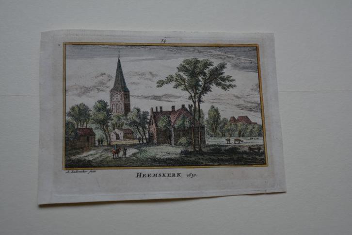 HEEMSKERK Handgekleurde Kopergravure A. RADEMAKER1792 E59, Antiek en Kunst, Kunst | Etsen en Gravures, Verzenden