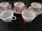 5 koffiekop en 3 schotels van Johnson Bros, rood, Ophalen of Verzenden
