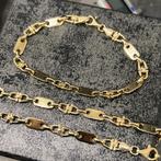 14 karaat gouden set flatmagnum ketting armband massief, Ophalen of Verzenden, Nieuw, Goud