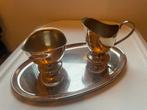 Vintage Zilverkleurig Roomstel met Dienblad, Antiek en Kunst, Ophalen of Verzenden