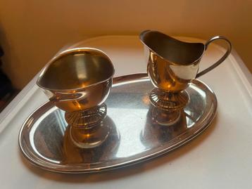 Vintage Zilverkleurig Roomstel met Dienblad beschikbaar voor biedingen