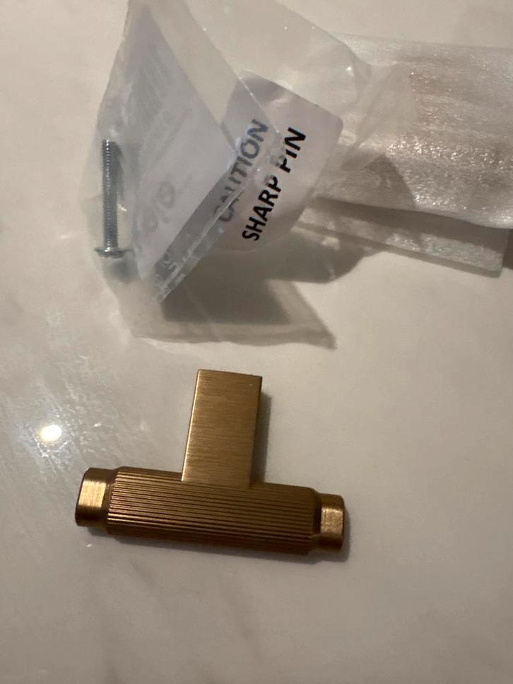 T-greepjes geborsteld messing, Huis en Inrichting, Badkamer | Badkamermeubels, Nieuw, Overige typen, Minder dan 100 cm, Minder dan 50 cm