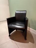 Leolux - 4 zwart lederen Quantissimo (eetkamer)fauteuils, Ophalen, Gebruikt, Zwart, Leer