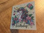 Unicorn Diamond painting felicitatie kaart, Hobby en Vrije tijd, Kaarten | Zelfgemaakt, Verzenden, Zo goed als nieuw, Kind