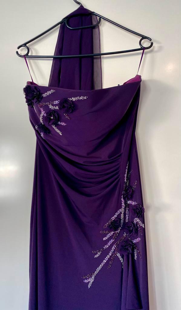 Gala/avond jurk donkerpaars strapless - maat 3 (~38/40), Kleding | Dames, Gelegenheidskleding, Zo goed als nieuw, Galajurk, Maat 38/40 (M)