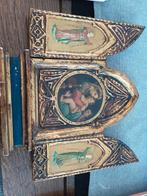 Antiek florentijnse Italiaanse drieluik maria met kind, Antiek en Kunst, Antiek | Religie, Ophalen of Verzenden