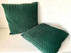 Groene velours Sierkussens - Set van 2 45 x 45 cm, Huis en Inrichting, Woonaccessoires | Kussens, Ophalen of Verzenden, Zo goed als nieuw