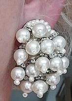 Prachtige Zilverkleurig Clips oorbellen witte Parels, Sieraden, Tassen en Uiterlijk, Antieke sieraden, Ophalen of Verzenden