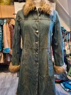 Afghaanse bohemian penny lane 70's jeans jas met fake fur, Ophalen of Verzenden, Gedragen, Maat 38/40 (M)