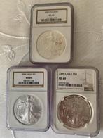 Silver eagle 2000, 2004, 2009 in slab gecertificeerd, Postzegels en Munten, Ophalen of Verzenden, Noord-Amerika