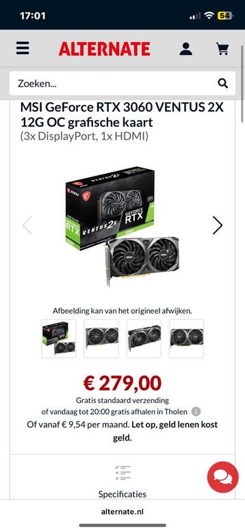 MSI RTX 3060 12GB VRAM OC beschikbaar voor biedingen