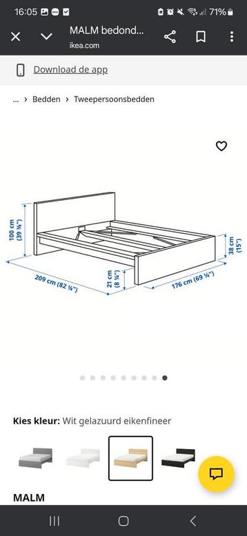 Ikea Malm bedframe + lattenbodem en matras - afbeelding 5