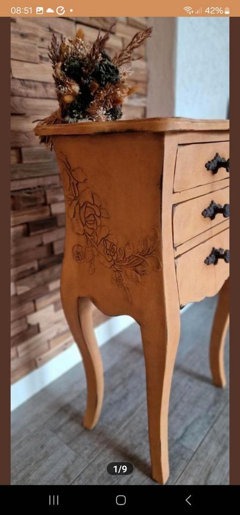 Nachtkastje Halkastje ladekastje bijzettafeltje gerestyled, Huis en Inrichting, Slaapkamer | Nachtkastjes, Zo goed als nieuw, Minder dan 45 cm