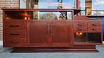 Vintage houten dressoir, Amsterdamse School, Gebruikt, Vintage, Ophalen of Verzenden, 200 cm of meer