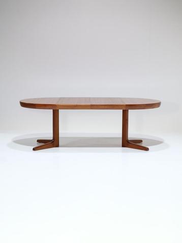 Uitschuifbare eettafel Deens vintage teakhout rond ovaal beschikbaar voor biedingen