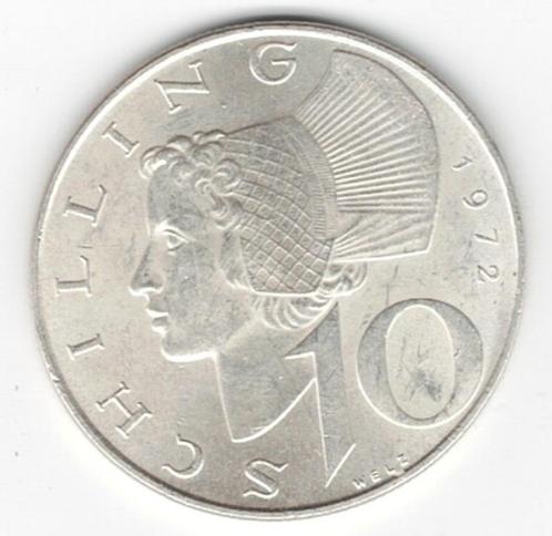 25-878 Oostenrijk 10 schilling 1972, Postzegels en Munten, Munten | Europa | Niet-Euromunten, Losse munt, Oostenrijk, Zilver, Verzenden